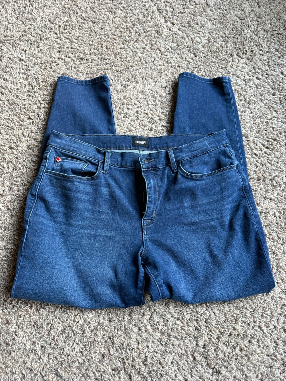 Hudson Jeans Skinny Mid-Rise Jeans in Deep Blue Wash